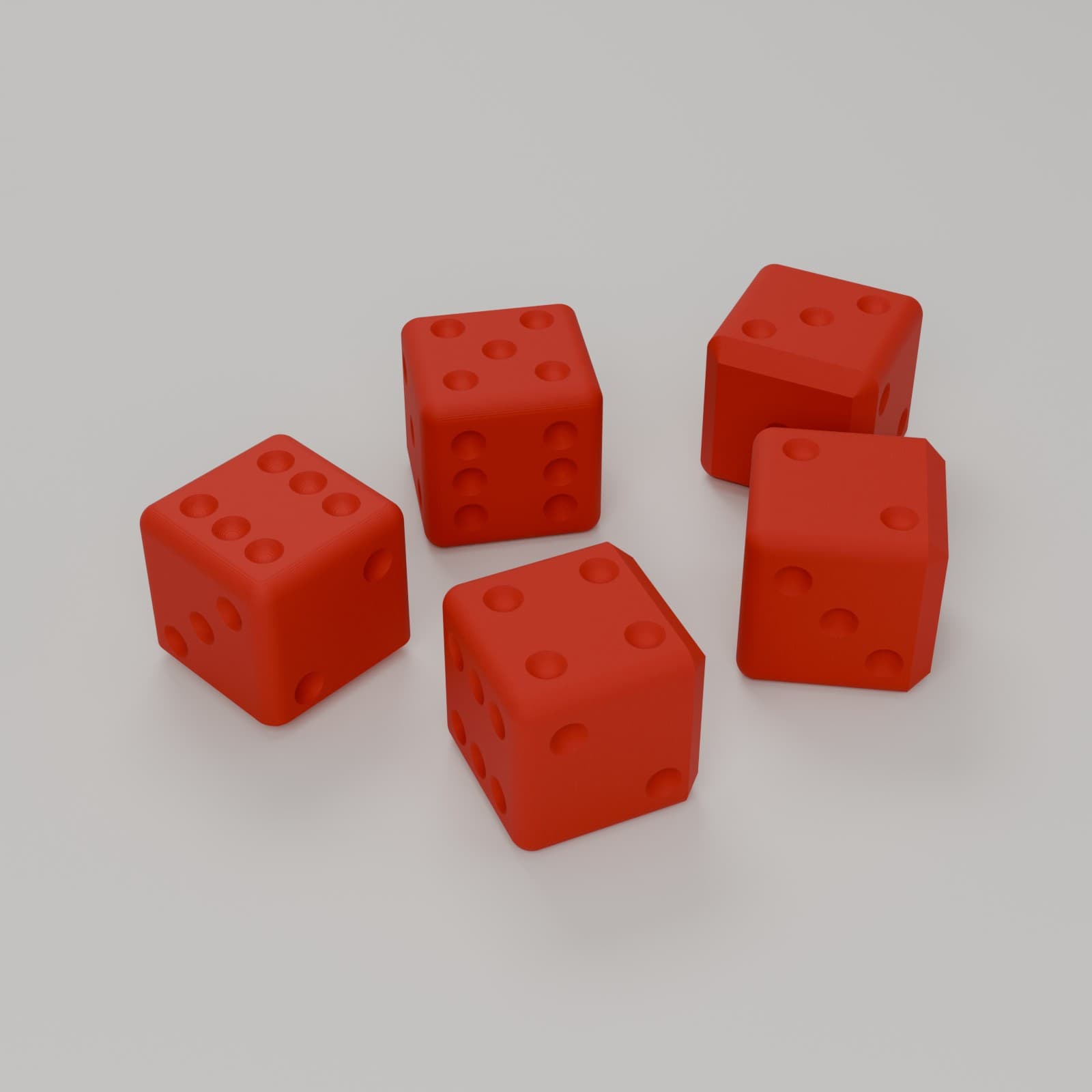 Dobbelstenen (set van 5) in rood