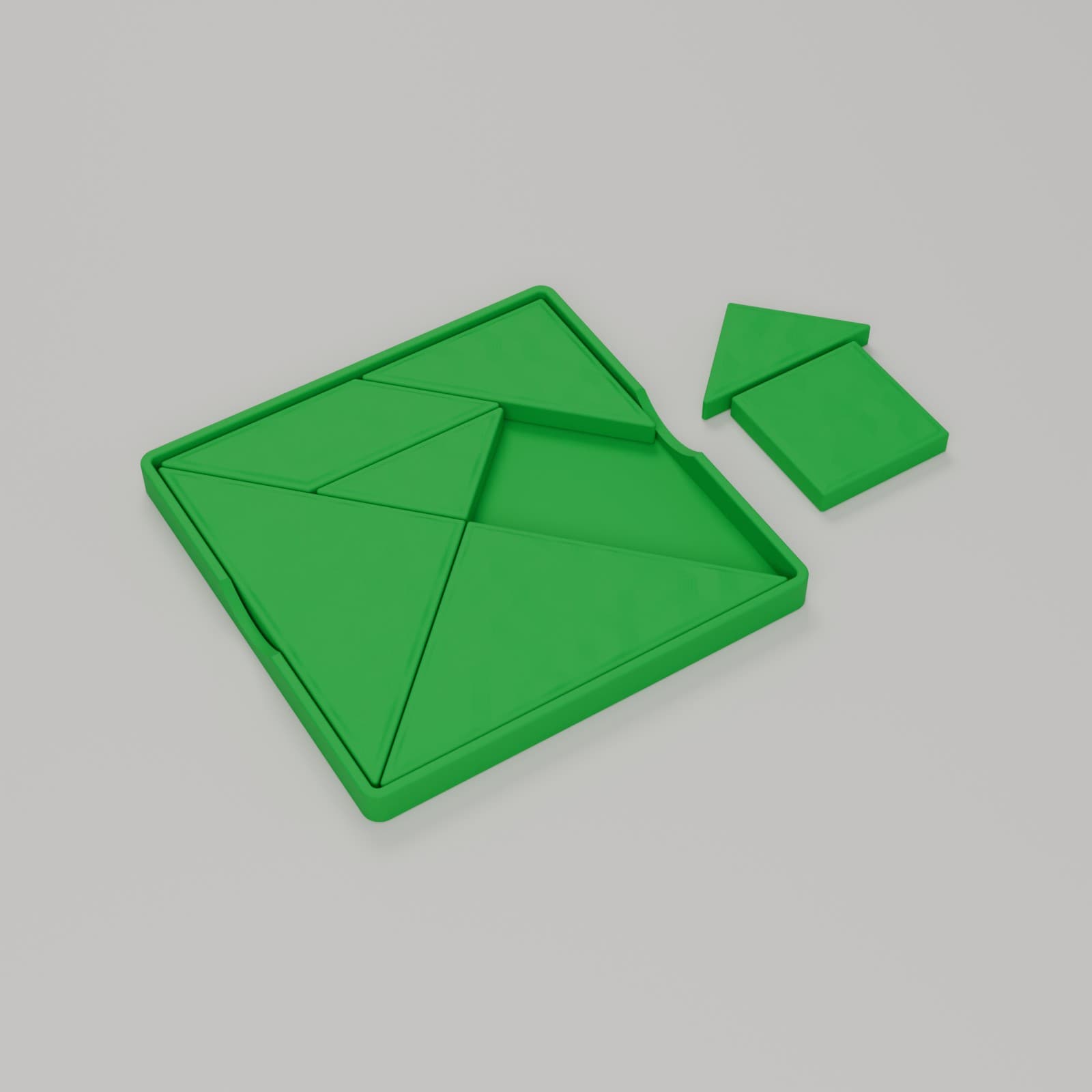 Tangram Puzzel met Bakje in groen