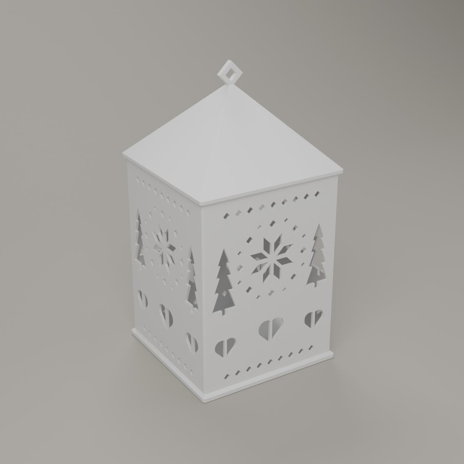 Kerstlantaarn Scandi in wit