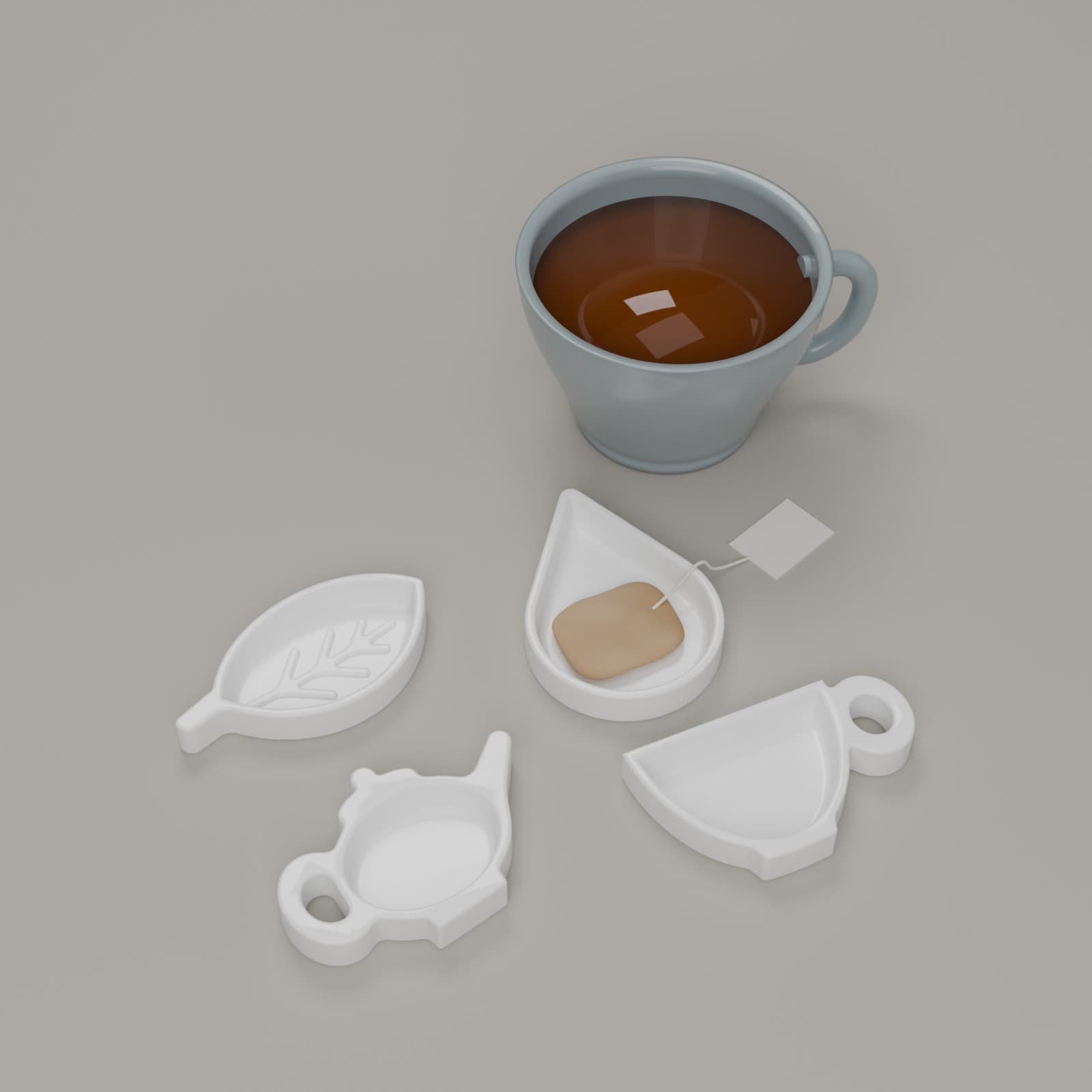 Theezakjeslegger (set van 4) in wit