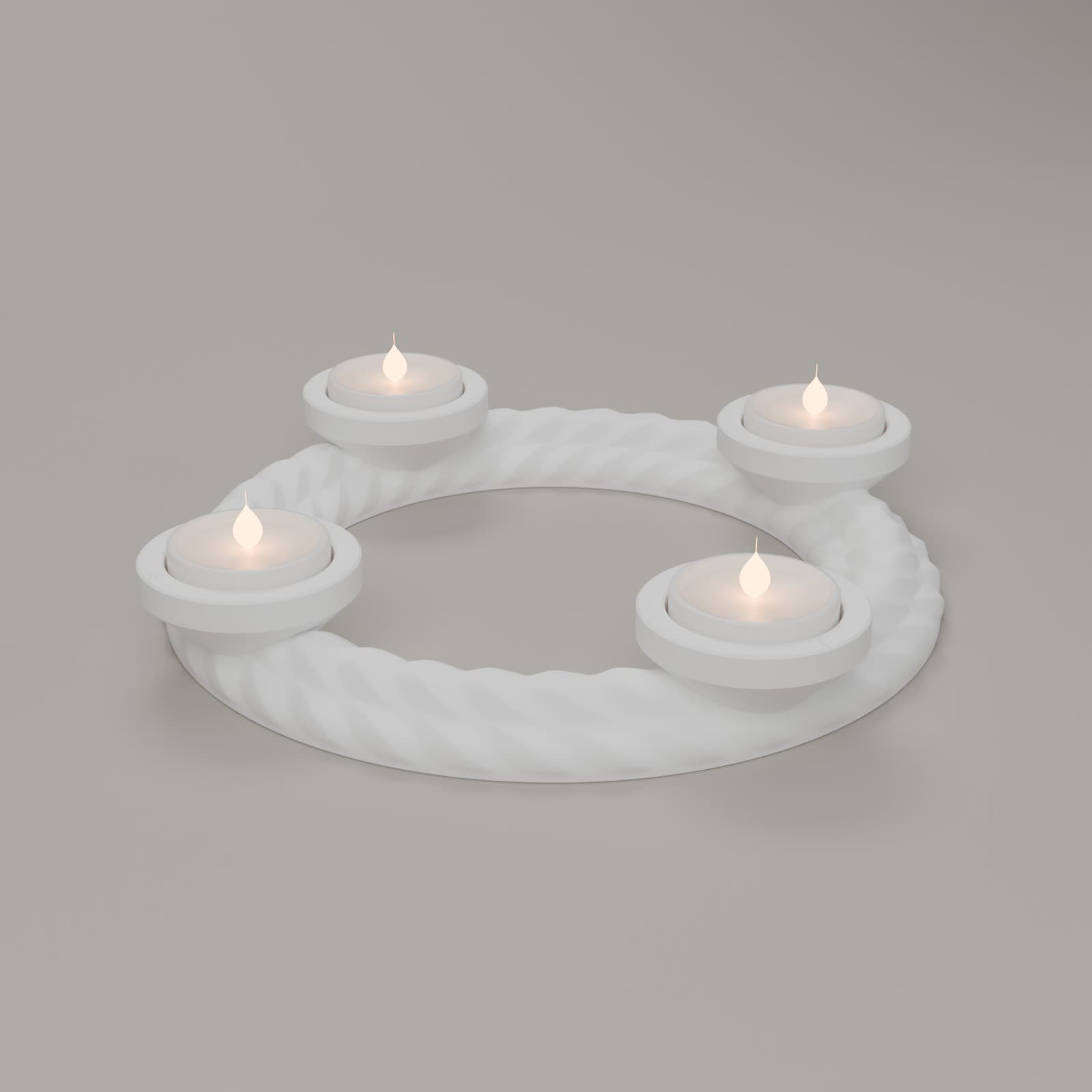 Adventskrans Ring voor 4 LED-theelichtjes in wit